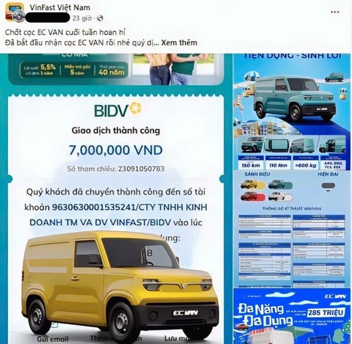 Khách hàng Việt háo hức khoe “bấm nút” chốt cọc sớm VinFast EC Van